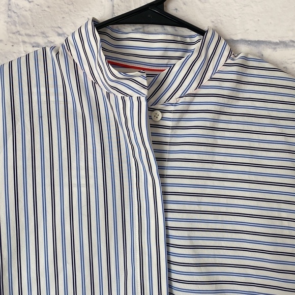 Diane von Furstenberg blue striped button down shirt size 2 - Picture 2 of 9
